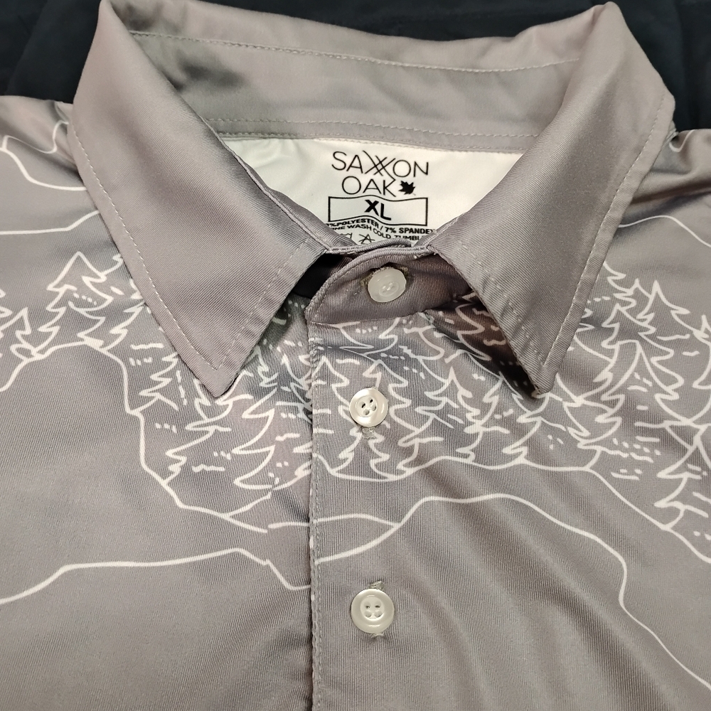 Saxxon Oak xl grey white polo short sleeve golf tennis fishing casual outdoorsy